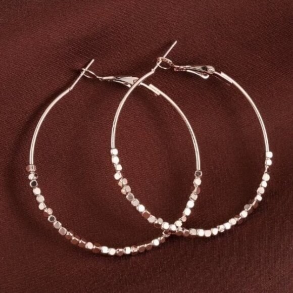 18k Rose Gold Plated Minimalist Hoop Earrings - Picture 2 of 3